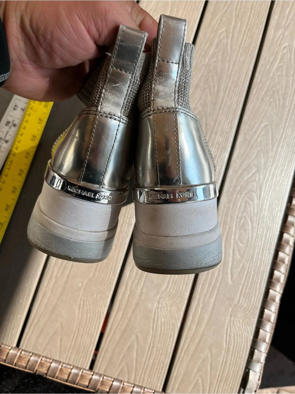 Michael Kors Gray Knit Slip-On Ankle Boots